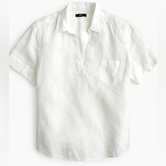 J. Crew Linen White Pull Over Shirt - Picture 1 of 6